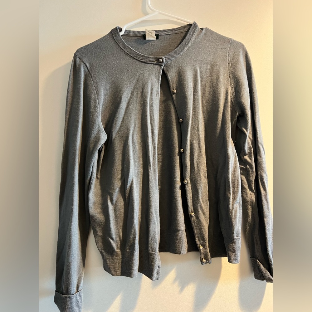 Gray J Crew Merino Wool Cardigan